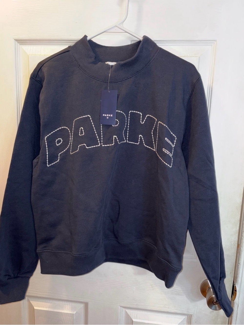 Parke Xs/xxs Navy Stitched Logo Crewneck Sweatshirt